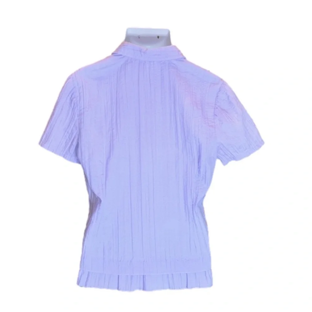 CHRISTOPHER & BANKS Lilac Short Sleeve
Crinkle Button Down Top Size XL - Picture 3 of 7